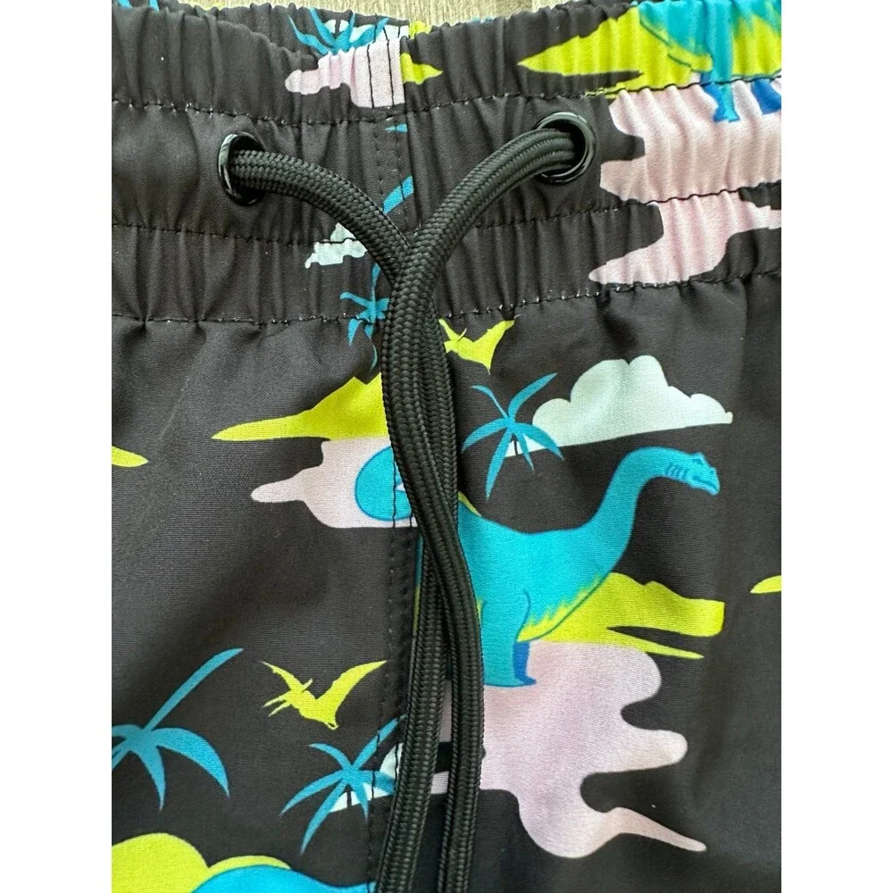 Cabana by Crown & Ivy Men's Dinosaur Swim Trunks Size Large Navy Liner Cut Out